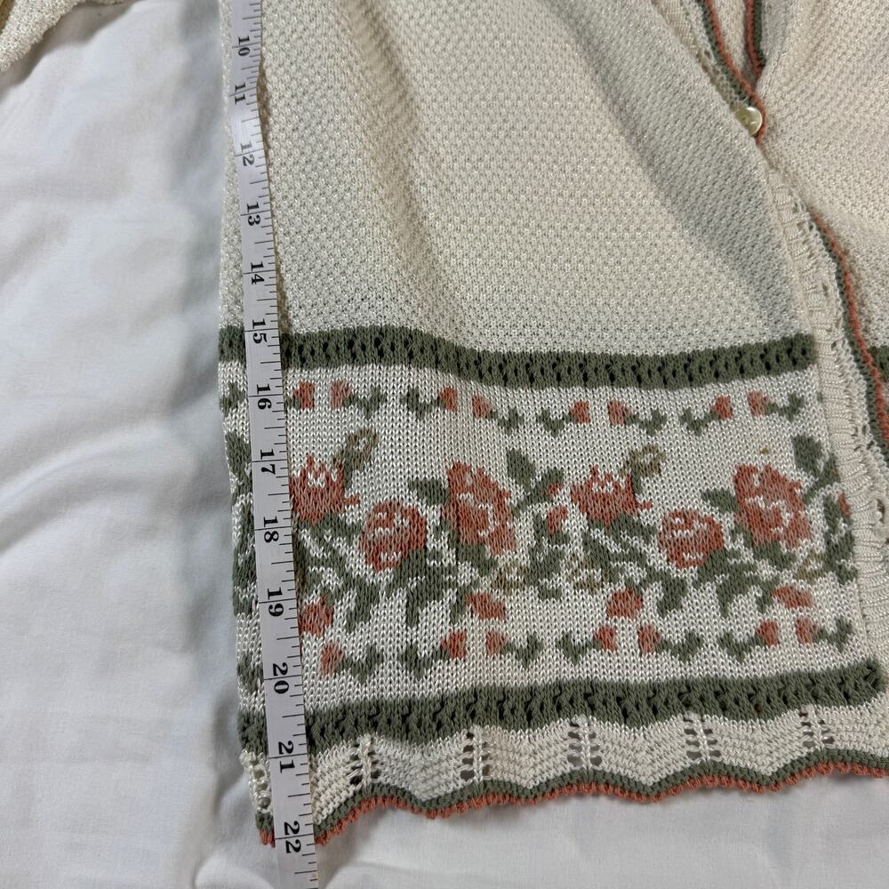 Vintage Cricket Lane Petite M Floral Knit Cardigan Cottagecore Pearl Buttons - Picture 9 of 10